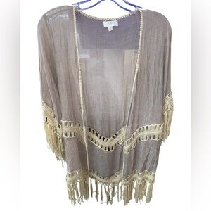 Umgee Fringed Open Cardigan Duster Size Small
